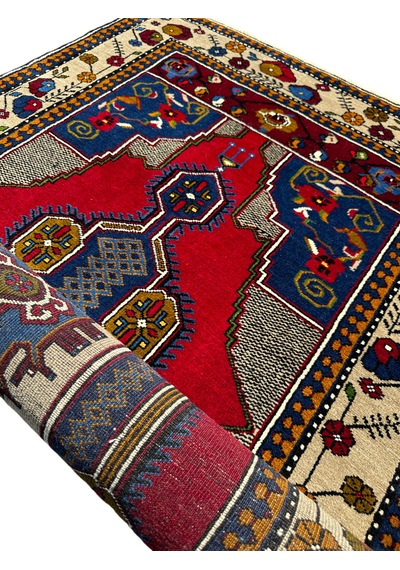 El Dokuma Sıfır Yahyalı 113x235 Kök Boya %100 Yün Yolluk Halı Lacivert