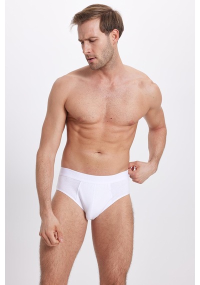 Tudors Erkek 6'lı Paket Likralı Beyaz Slip Külot-41739 Beyaz