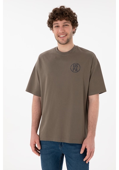 U.S. Polo Assn. Erkek Oversize Fit Bisiklet Yaka Vizon Tişört 50305904-VR052