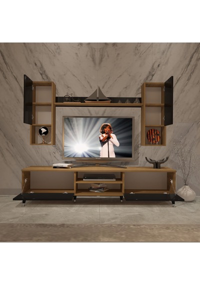Decoraktiv Eko 5da Mdf Dvd Silver Tv Ünitesi Tv Sehpası Pera - Siyah