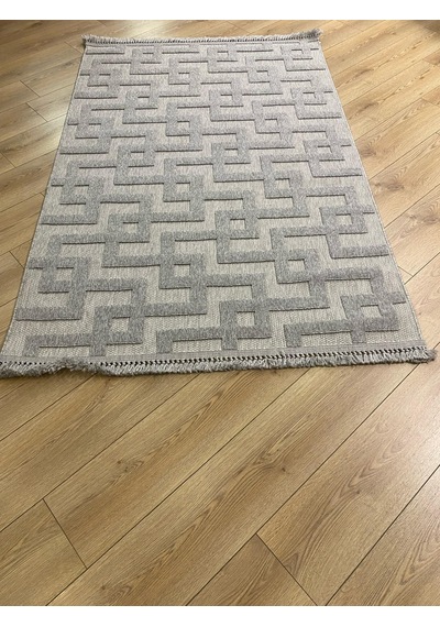 Çam Halı Enti Halı Togo 7509 Gri Geometrik Desenli Makine Halısı
