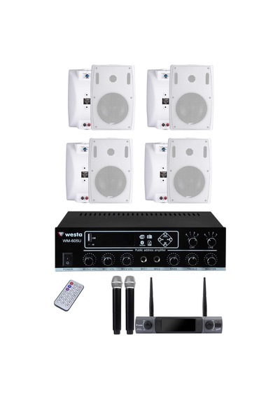 Ws-4wh-dm Kablosuz Mikrofonlu Ses Sistemi 4 Hoparlörlü Amfi Seti - 9016873729611