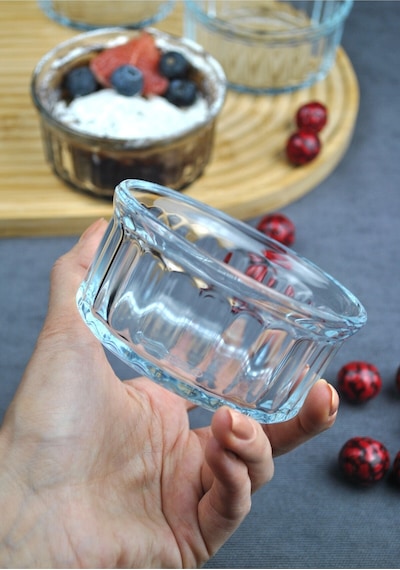 4 Adet Cam Sufle Kabı Borline Kek Tatlı Sufle Kahvaltılık Kase 10x5 Cm Borline Şeffaf