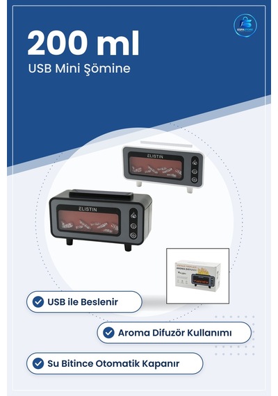 Hava Nemlendirici Mini Şömine 200ml Usb Işıklı Aroma Difüzör Esan