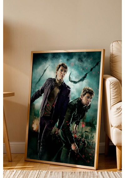 Fred Ve George Weasley Çerçeveli Tablo - Lüks Harry Potter İkizler Savaş Posteri Modern Duvar Dekoru Kayın Fred Ve George Weasley Çerçeveli Tablo - Lüks Harry Potter İkizler Savaş Posteri Modern Duvar Dekoru Kayın