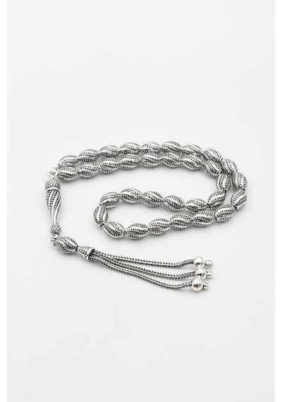 Erkek 925 Ayar Gümüş Kalem Işçilikli Oksitli Tesbih Orta Boy -22 Gr- 901352 Gümüş