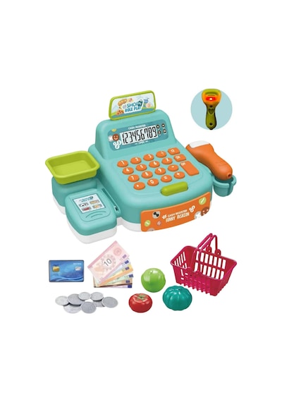 Eğitici Oyuncak Yazar Kasa Seti - Sesli Ve Işıklı, Dijital Ekranlı, Hesap Makineli Market Alışveriş Oyunu 3+ Yaş