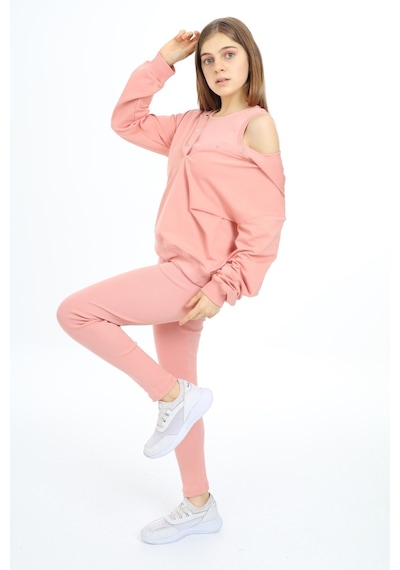 Toontoy Kids Toontoy Kız Çocuk 2'li Takım Baskılı Kapüşonlu Düşük Omuz Çıtçıtlı Sweatshirt & Basic Düz Tayt Mercan Toontoy Kids Toontoy Kız Çocuk 2'li Takım Baskılı Kapüşonlu Düşük Omuz Çıtçıtlı Sweatshirt & Basic Düz Tayt Mercan