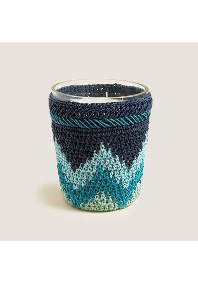 Boho Coastal Tığ İşi Kokulu Mum 14x17 Cm Mavi 50 x 22