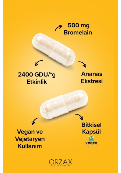 Ocean Bromelain 500 Mg 2400 Gdu /g Takviye Edici Gıda 60 Kapsül