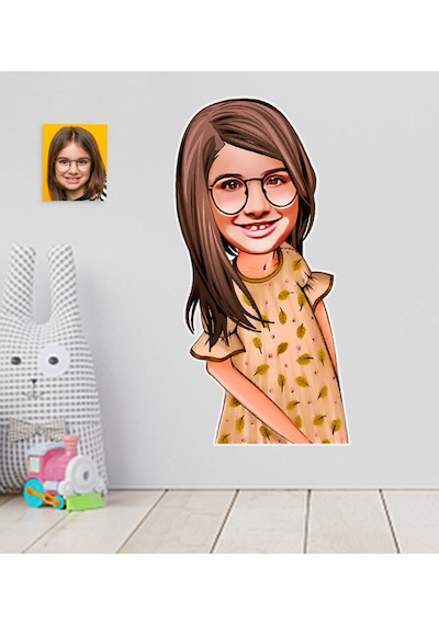 Kişiye Özel Kız Çocuk Karikatürlü Duvar Sticker 50X70CM 8