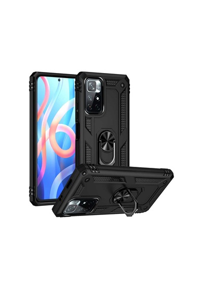 Xiaomi Poco M4 Pro 5G Kılıf Vega Tank Standlı Yüzüklü Mıknatıslı