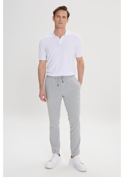 Ac&Co / Altınyıldız Classics Slim Fit Dar Kesim Beli Bağlamalı Yan Cepli Erkek Pantolon - Gri