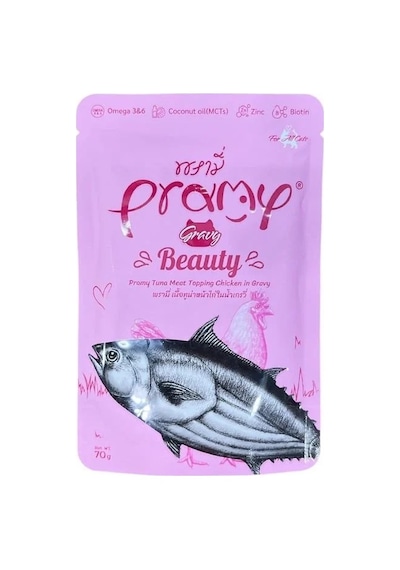 Pramy Beauty Sos İçinde Ton Balıklı Ve Tavuklu 70 Gr Yetişkin Kedi Yaş Maması