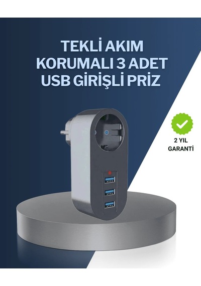 Lb Çocuk Korumalı Termal Priz 3'lü Usb Şarj Ve Akım Koruması Diğer
