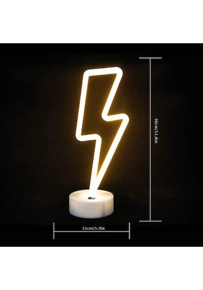 Şimşek Neon Led Lamba 10 Parça Siyah