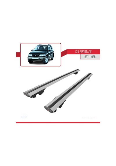 Kia Sportage 1997-1999 Arası İle Uyumlu Hook Model Anahtar Kilitli Ara Atkı Tavan Barı Gri
