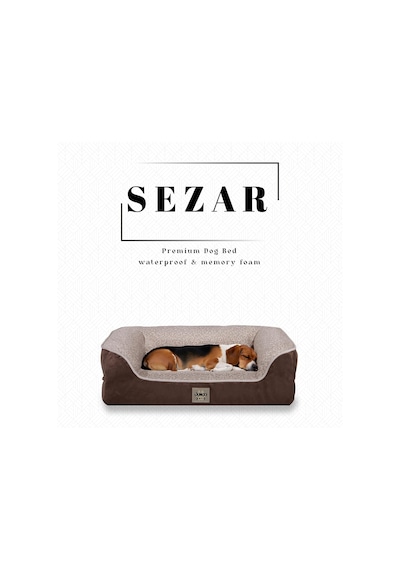 Ayrex Jungolica Sezar Kedi Ve Köpek Yatağı Kahverengi 55x75 Cm, Ortopedik Visco,%100 Su Geçirmez Alez, Çıkarılabi