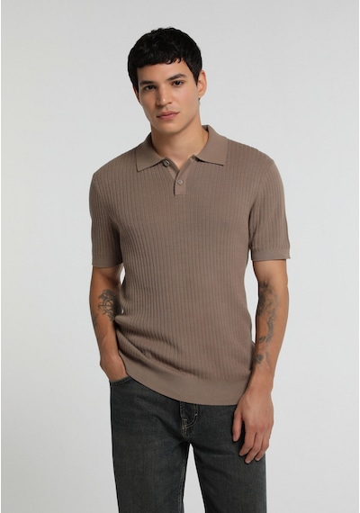 Colin's Colins Regular Fit Polo Yaka Jakarlı Erkek Kahverengi Kısa Kol Kazak Cl1082368 Q1.v2 Tpe Gri