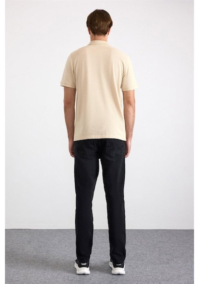 Süvari Bej Regular Düz Nakışlı Pike Düğmeli Polo Yaka Tişört Ts1014000473-bj3