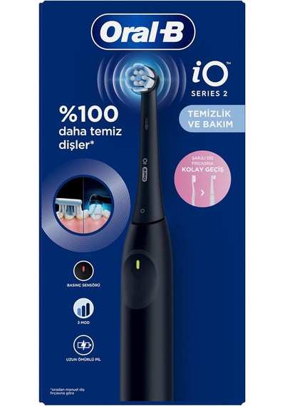 İo 2 Şarjlı Diş Fırçası Gece Siyahı + Oral-b İo Gentle Care Siyah Diş Fırçası Yedek Başlığı 4 Adet