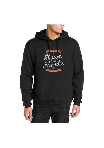 Shawn Mendes Best Mistakes Baskılı Siyah Erkek Örme Sweatshirt (531052284)