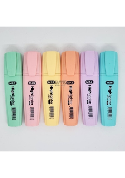 Pastel Highlighter Fosforlu Kalem 6'lı Çok Renkli