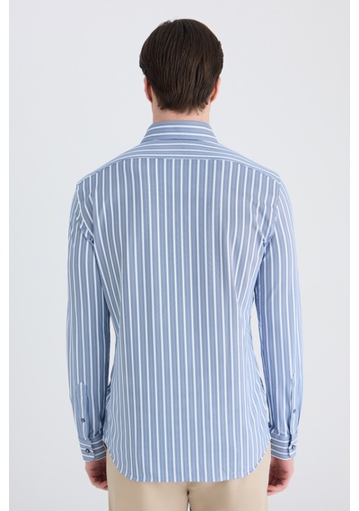 Twn Slim Fit Lacivert Çizgi Baskılı Gömlek 5ec02ad09259m Çok Renkli