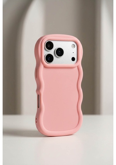 Apple iPhone 17 Pro Uyumlu Dalgalı Tasarım Kamera Korumalı Mat Silikon Kılıf-54176 Pembe