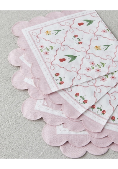 English Home Floral Whimsy Kağıt 20'li Kağıt Peçete 32x32 Cm Pembe