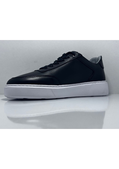 Miwano Siyah-beyaz Eva Taban Bağcıklı Hakiki Deri Günlük Erkek Sneaker Ayakkabı Siyah
