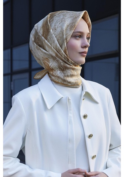 Poanes Soyut Fırça Desenli Twill İpek Eşarp Açık Pembe - Pembe