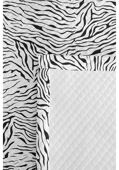 Zebra Siyah Genç Odası Tek Kişilik Dekoratif Pike Takımı - Bohem 160x220 Cm Kapitone Yatak Örtüsü Mistik Yün Rüyası