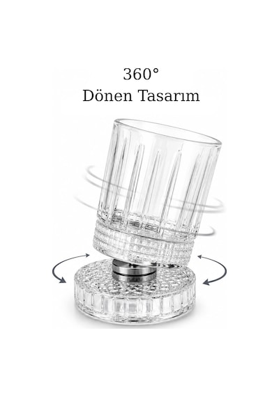 Selen Concept 360 Dönen Standlı Lüx Linea Model El Yapımı Cam Bardak