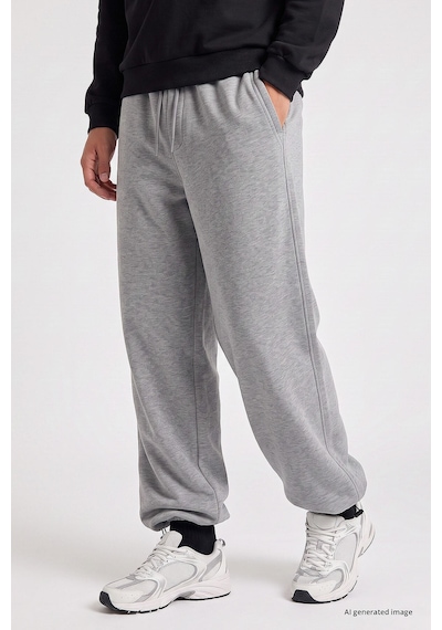 TOMMYLIFE Gri Melanj Lastikli Erkek Baggy Eşofman Alt - 82200 GRİ MELANJ