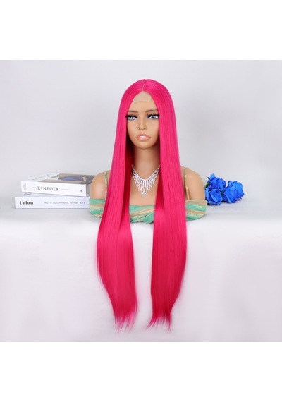 Koyu Pembe Ekstra Uzun Tül Peruk - Zmff-582412 Renkli