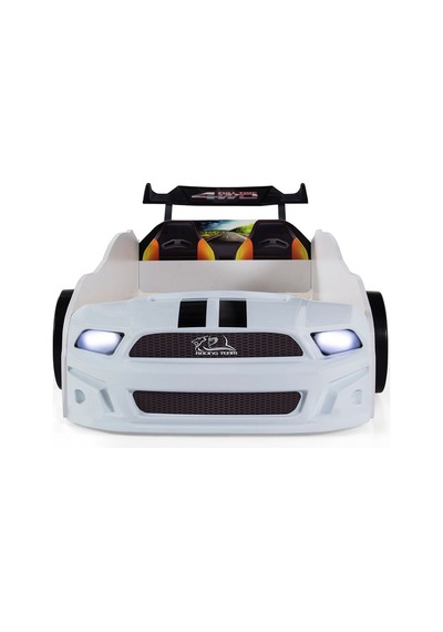 Beyaz Arabalı Yatak Sport Mst Full Ledli Kumandalı Ve Müzikli 90x190 Cm