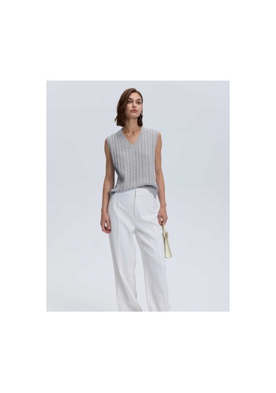 Youknitwear You Lim %100 Pamuk V Yaka Kadın Süveter Gri