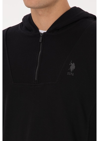 U.S. Polo Assn. Erkek Regular Fit Yarım Fermuarlı Kapüşonlu Siyah Sweatshirt 50316391-VR046 U.S. Polo Assn. Erkek Regular Fit Yarım Fermuarlı Kapüşonlu Siyah Sweatshirt 50316391-VR046