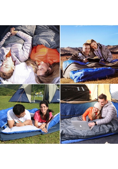 Kingcamp Oxygen 250-d Çift Kişilik Yastıklı Uyku Tulumu Blue Gri - Mavi