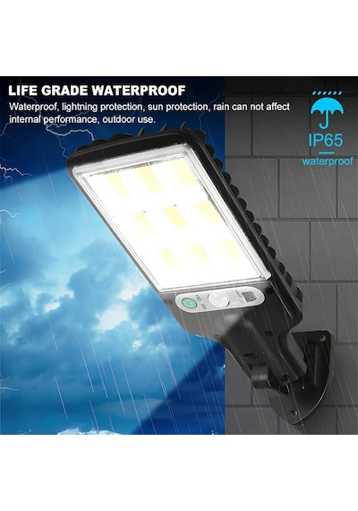 Jouis Solar Güneş Enerjili Sokak Lambası 120 Led - Ip65 Su Geçirmez Uzaktan Kumandalı Ve Hareket Sensörlü Cob Led