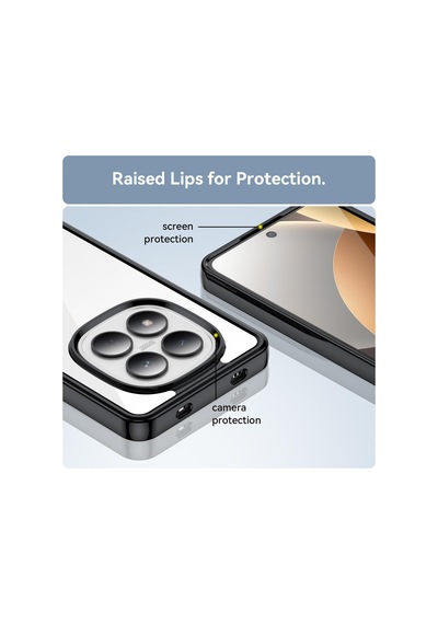 Caseonn Xiaomi Redmi Note 15 Pro Plus Kılıf Kamera Korumalı Darbe Emici Şeffaf Arka Kapak Siyah