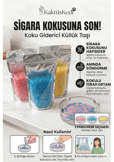 Kaktüskedi Sigara Dumanı Koku Giderici Taşlar, Hoş Kokulu Önleyici, 500 Gram