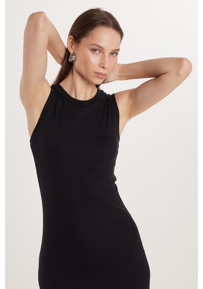 Tudors Kadın Slim Fit Dar Kesim Modal Bisiklet Yaka Sıfır Kol Maxi Siyah Elbise-33540 Siyah Tudors Kadın Slim Fit Dar Kesim Modal Bisiklet Yaka Sıfır Kol Maxi Siyah Elbise-33540 Siyah