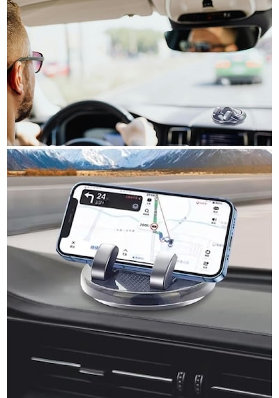 Numaratörlü Güçlü Yapışkanlı 360 Derece Dönebilen Su Geçirmez Araç İçi Telefon Tutucu Plastik Aparat 2 Mixed