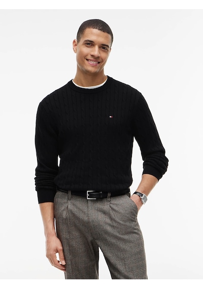 Tommy Hilfiger Erkek Classic Cable Crew Kazak Siyah