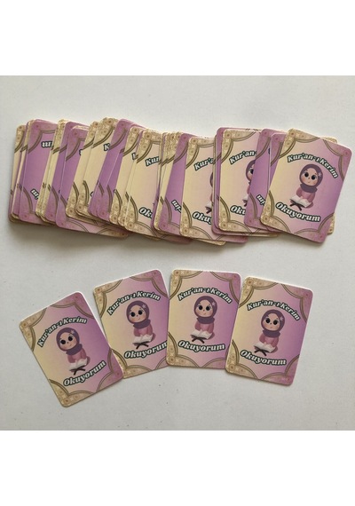 48 Adet Öğrenci Başarı Tebrik Kartı 70x50 Mm Kur'an-ı Kerim Okuyorum-kız