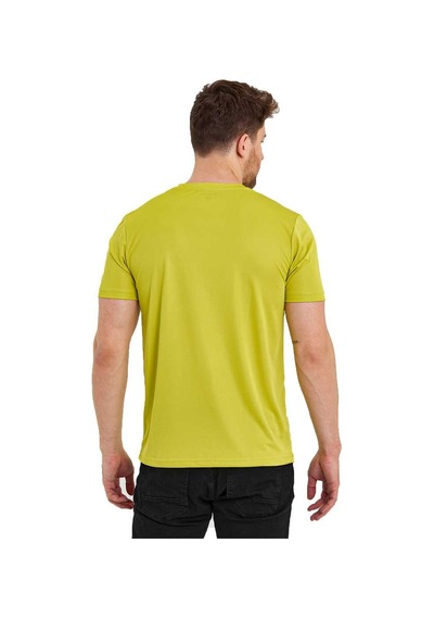 Kısa Kol Erkek Spor T-Shirt Omuzda Reflektör Baskı Sarı