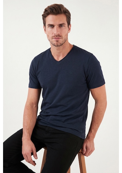 Buratti Pamuklu Regular Fit V Yaka T Shirt Erkek T Shirt 5902719 İndigo