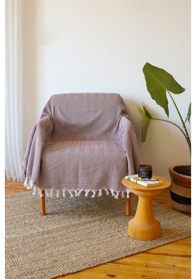 Bordo Pamuklu Tekli Koltuk Berjer Örtüsü, Şalı 150x170cm Bordo